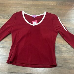 Edikted Women's V-Neck Burgundy Top